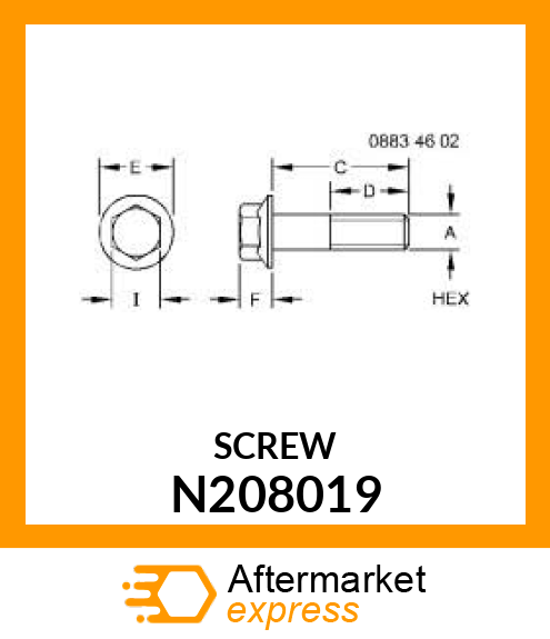 SCREW,HEX FLNG M6X45 10.9 JDN389 N208019