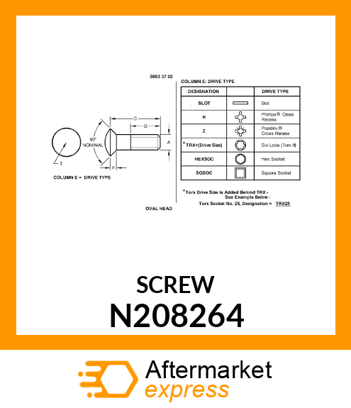 SCREW,CR FLAT CTSK HEAD M6 JDN389 N208264