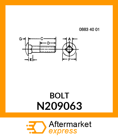 BOLT,SQ SHT NK M8X55 8.8 JDN389 N209063