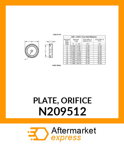 PLATE, ORIFICE N209512