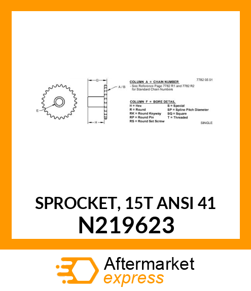 SPROCKET, 15T ANSI 41 N219623