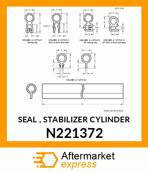 SEAL , STABILIZER CYLINDER N221372