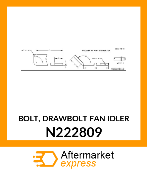 BOLT, DRAWBOLT FAN IDLER N222809