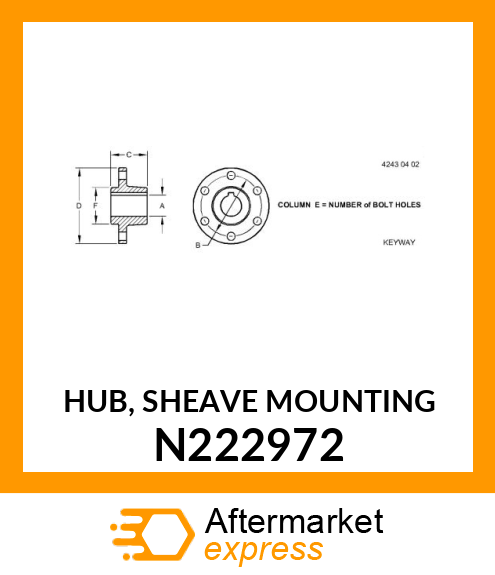 HUB, SHEAVE MOUNTING N222972