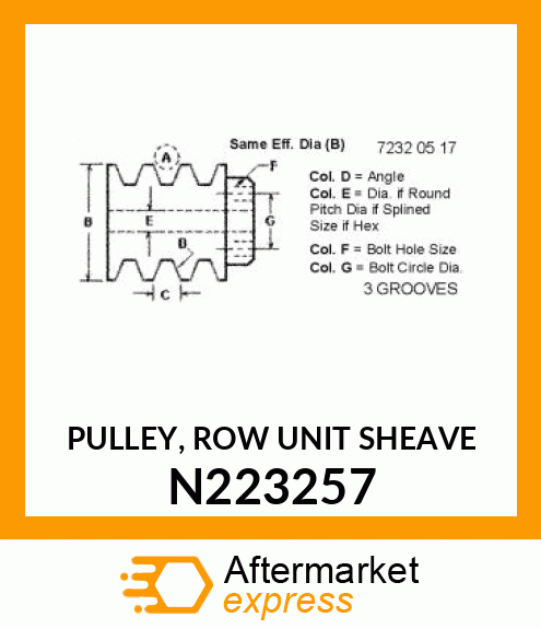 PULLEY, ROW UNIT SHEAVE N223257