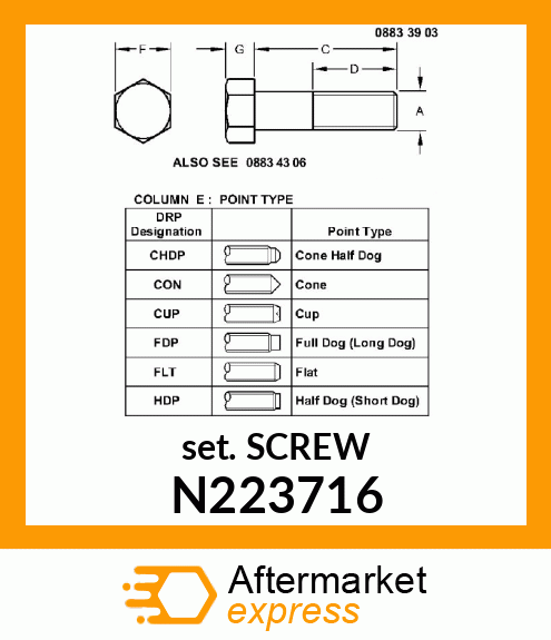 SCREW, SET, M10 X 1.50 X 45 HEX HD N223716