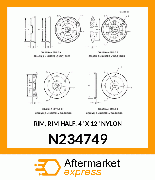 RIM, RIM HALF, 4" X 12" NYLON N234749