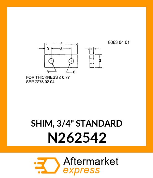 SHIM, 3/4" STANDARD N262542