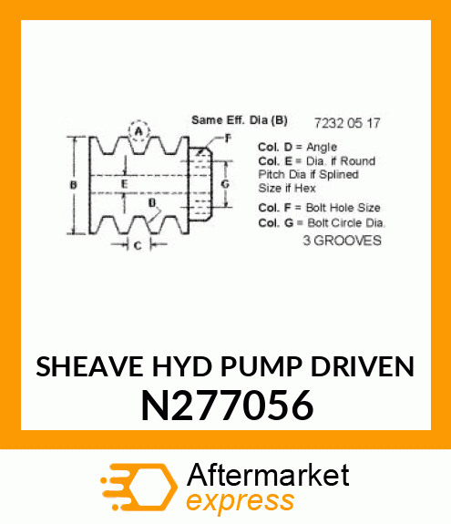 SHEAVE HYD PUMP DRIVEN N277056