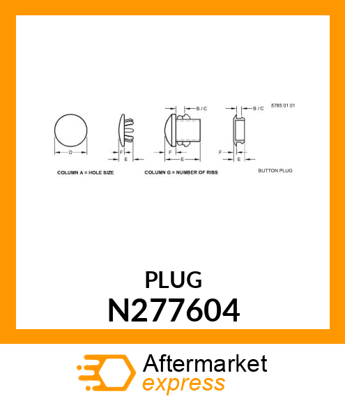 PLUG, BUTTON W/RECESSED HEAD TYPE N277604