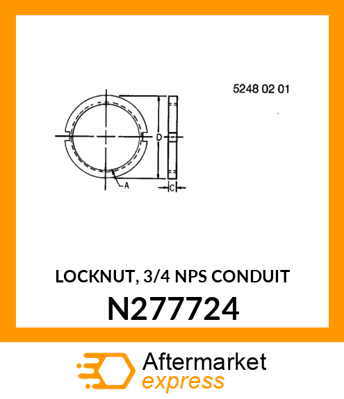 LOCKNUT, 3/4 NPS CONDUIT N277724