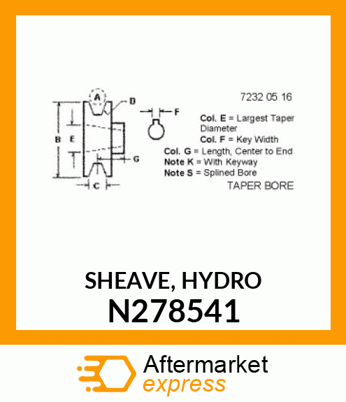 SHEAVE, HYDRO N278541