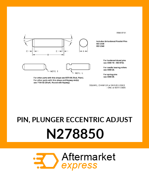 PIN, PLUNGER ECCENTRIC ADJUST N278850