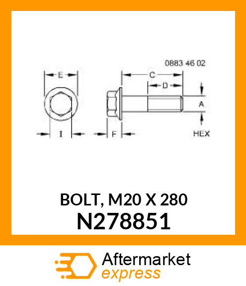 BOLT, M20 X 280 N278851