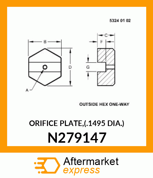 ORIFICE PLATE,(.1495 DIA.) N279147