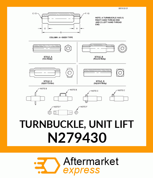 TURNBUCKLE, UNIT LIFT N279430