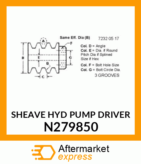 SHEAVE HYD PUMP DRIVER N279850