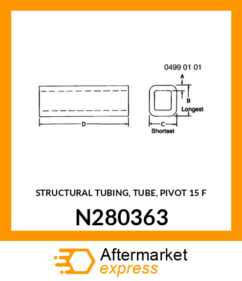 STRUCTURAL TUBING, TUBE, PIVOT 15 F N280363