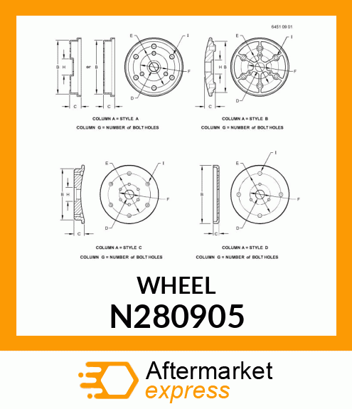 WHEEL, HALF GAUGE, 4 X 12 N280905