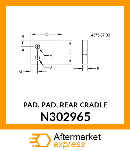 PAD, PAD, REAR CRADLE N302965