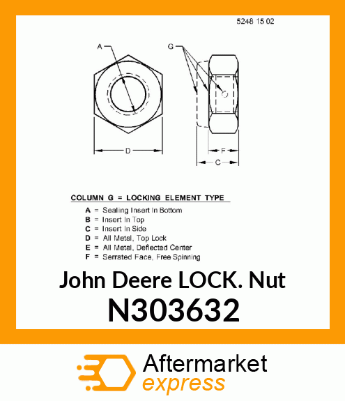 NUT,HEX M5 NYLOCK CL6 STAINLESS N303632