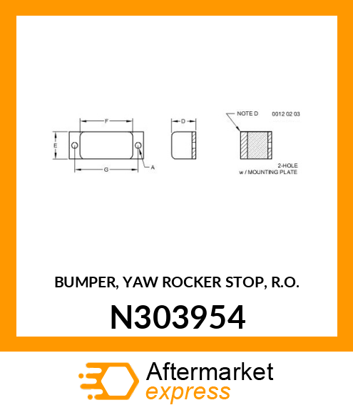 BUMPER, YAW ROCKER STOP, R.O. N303954