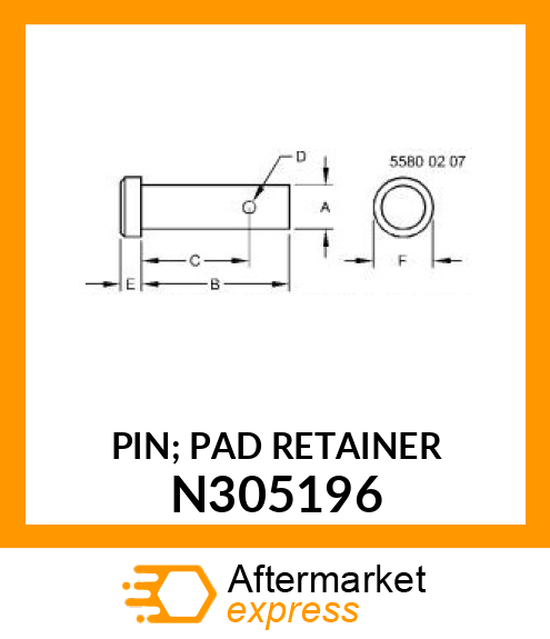 PIN; PAD RETAINER N305196