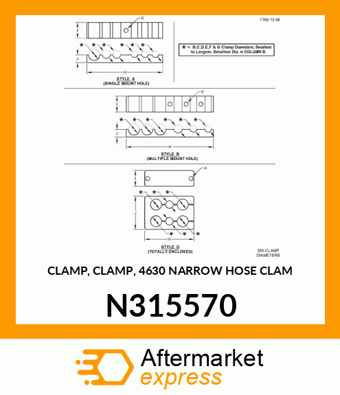 CLAMP, CLAMP, 4630 NARROW HOSE CLAM N315570