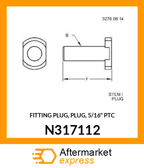 FITTING PLUG, PLUG, 5/16" PTC N317112