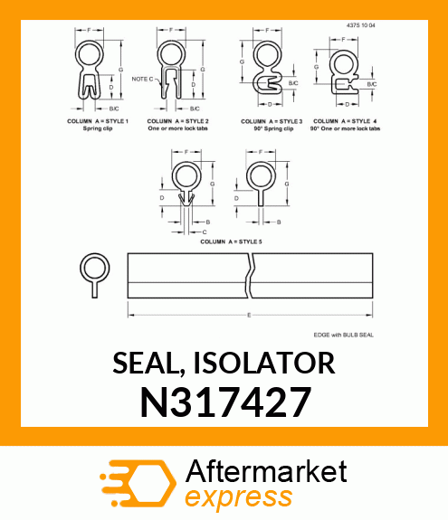 SEAL, ISOLATOR N317427