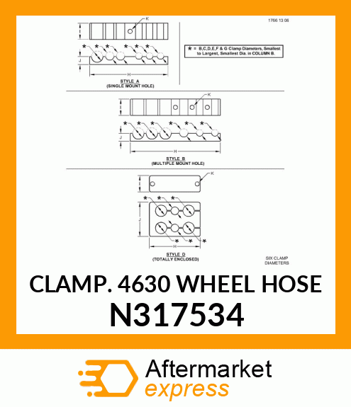 CLAMP. 4630 WHEEL HOSE N317534