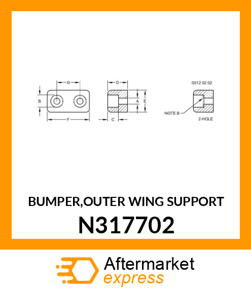 BUMPER,OUTER WING SUPPORT N317702