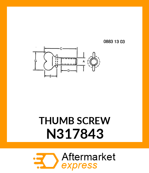 SCREW, WING 5/16" X 3/4" N317843