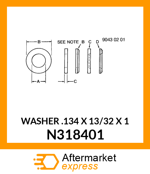 WASHER .134 X 13/32 X 1 N318401