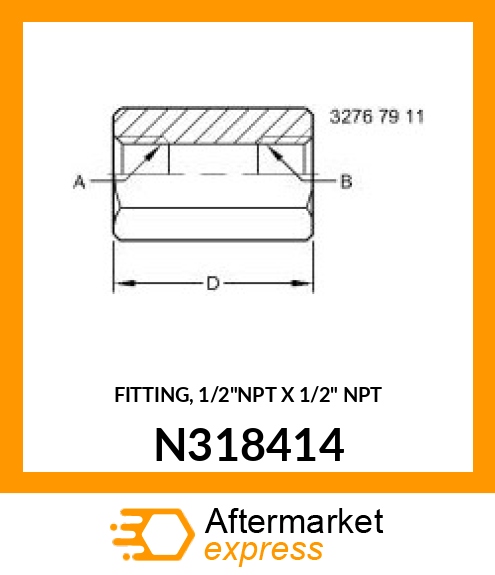 FITTING, 1/2"NPT X 1/2" NPT N318414