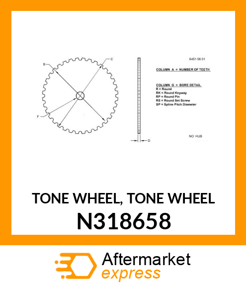 TONE WHEEL, TONE WHEEL N318658