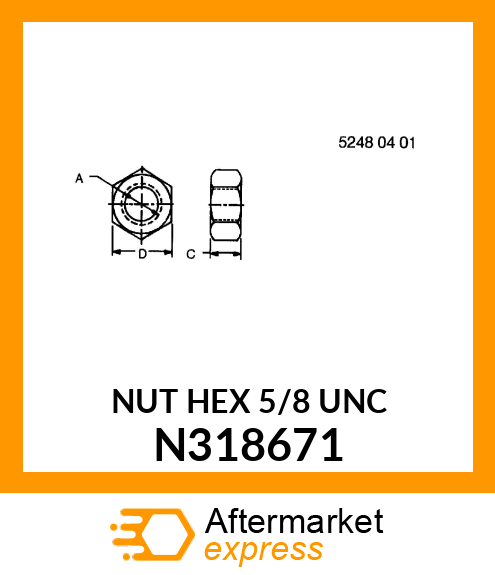 NUT HEX 5/8 UNC N318671