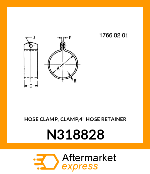 HOSE CLAMP, CLAMP,4" HOSE RETAINER N318828