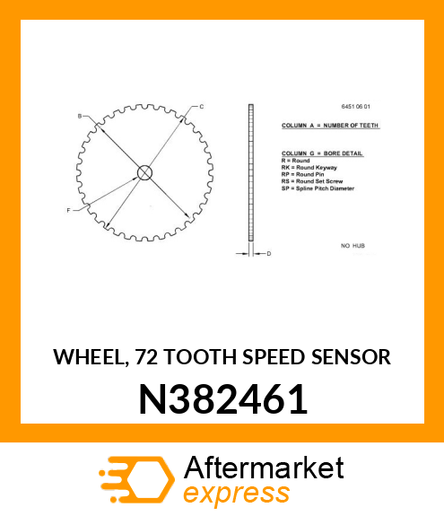 WHEEL, 72 TOOTH SPEED SENSOR N382461