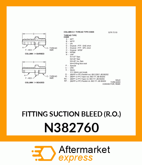 FITTING SUCTION BLEED (R.O.) N382760