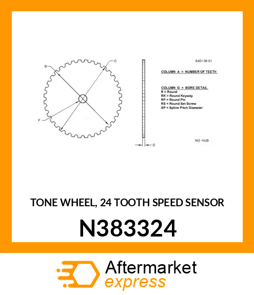 TONE WHEEL, 24 TOOTH SPEED SENSOR N383324