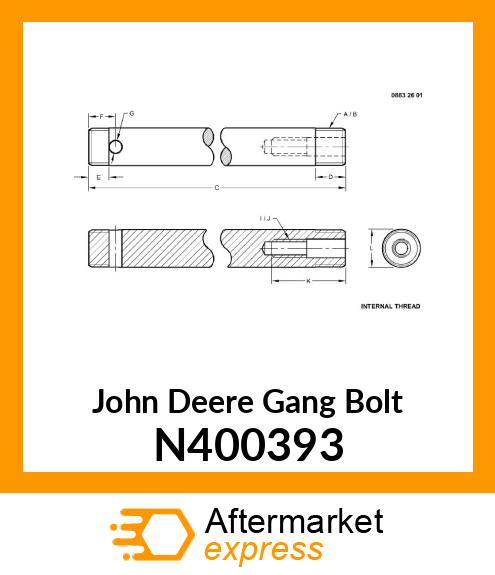 GANG BOLT, 2" RND N400393