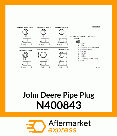 PIPE PLUG, ALLEN SCREW N400843