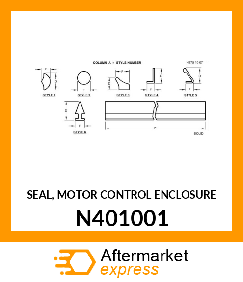 SEAL, MOTOR CONTROL ENCLOSURE N401001