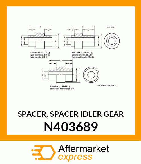 SPACER, SPACER IDLER GEAR N403689