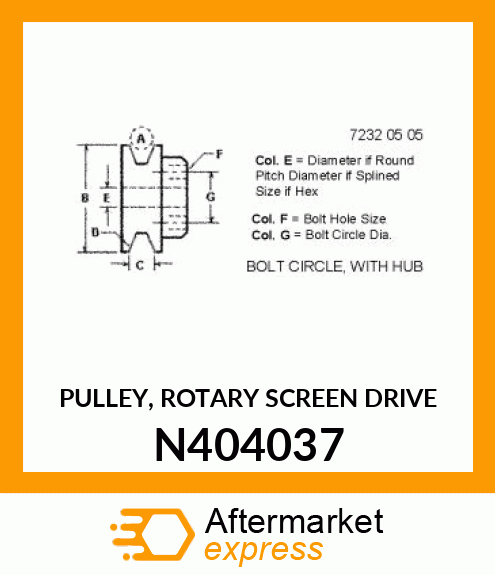 PULLEY, ROTARY SCREEN DRIVE N404037