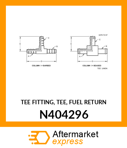 TEE FITTING, TEE, FUEL RETURN N404296