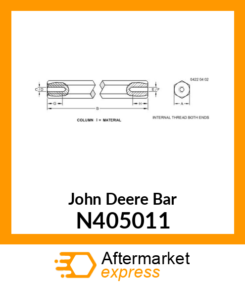 BAR, SHAFT, HEX WRAP ROLL LIFT N405011