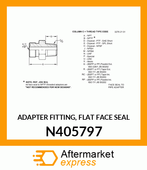 ADAPTER FITTING, FLAT FACE SEAL N405797