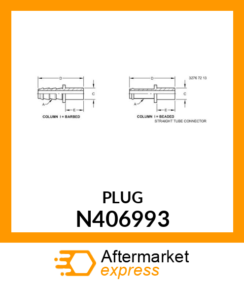 FITTING, 3/8" TUBE TO HOSE STEM N406993